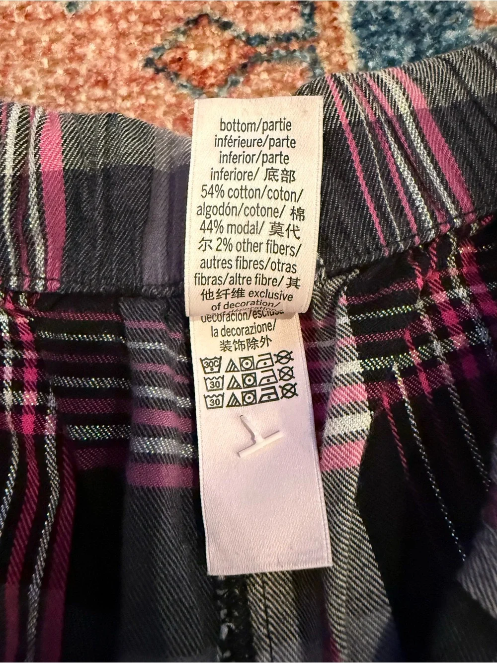 Victoria's Secret Black, Gray & Pink Plaid Pajama Set